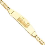 14K Miami Dolphins Lrg Team Name W/Logo Id Anchor Bracelet - NF1091-8