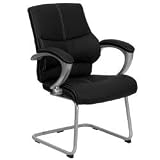 DISCOUNTS BLACK LEATHER MODERN SOFA-BLACK LEATHER EXECUTIVE OFFICE SIDE CHAIR [H-9637L-3-SIDE-GG]  1 DAY SHIPPING