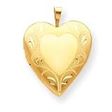 14k 20mm Engraved Border Heart Locket
