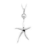 Sterling Silver White Freshwater Cultured Pearl Starfish Necklace