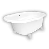 American Bath Factory B4-72-WW-RH-NH-M2-45-WH Caspian Whirlpool Clawfoot Bathtub in White, Armada Fe