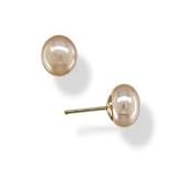 14k Freshwater Cultured Peach Pearl Button Earrings