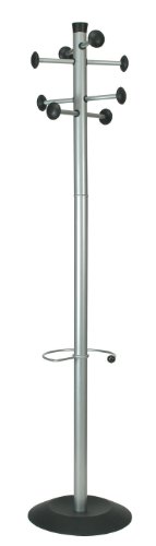 Alba Coat Stand with Umbrella Holder, 70 Inch Height, 8 Knobs, Metallic Gray PMSTAN2 M