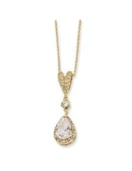 Cheryl M. Sterling Silver Gold-Plated Pear CZ 18in Necklace
