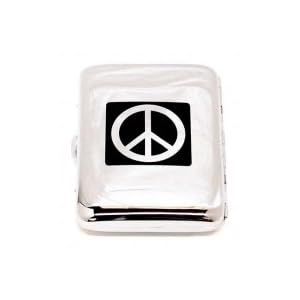 Outer Rebel Fashion Flasks and Smoking Accessories- Peace Sign Printed Stainless Steel Cigarette ID...