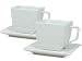 Ten Strawberry Street Whittier White Square Cup and Saucer Set of 6
