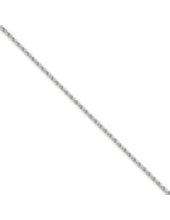14k Gold White Gold 1.5mm Round Wheat Chain 10 Inches