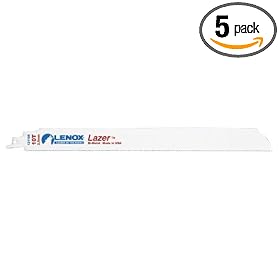 LENOX 20182-12110R 12" 10TPI LAZER Heavy Duty Metal Cutting Bi-Metal Reciprocating Saw Blade - 5 Pack