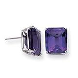 14k White Gold 12x10mm Emerald Cut Amethyst earring XE70WAM