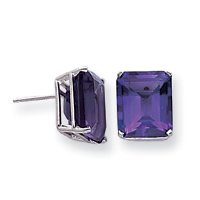 14k White Gold 12x10mm Emerald Cut Amethyst earring XE70WAM