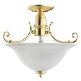 Sea Gull Lighting 51050-02 Canterbury Collection Two-Light Pendant, Polished Brass Finish with Satin Etched Glass