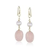 Quartz and 8-8.5mm Cultured Pearl Drop Earrings In Vermeil