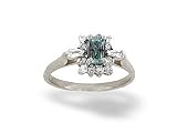 14K White Gold Emerald-cut Created Alexandrite and Diamond Ring