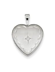 Genuine IceCarats Designer Jewelry Gift Sterling Silver & Diamond 16Mm Satin & D/C Heart Locket