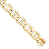 10k 15mm Hand-Polished Anchor Link Chain Bracelet - 8 Inch