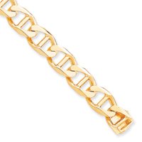 10k 15mm Hand-Polished Anchor Link Chain Bracelet - 8 Inch