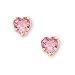Jewelry : 14K Yellow Gold Children's Pink Cubic Zirconia Heart Pierced Earrings (Pair)