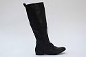 Ladies Pull On Knee High Black Flat Riding Boots
