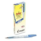 Pilot Better Stick Ballpoint Pen, Fine Point, Tinted Blue Barrel, Blue Ink (36011), 12-Count