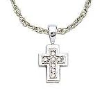 14K White Gold Diamond Cross