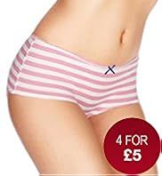 Cotton Rich Low Rise Tapestry Striped Shorts