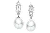 1 1/10 Carat Diamond and 12-13mm South Sea Pearl 18K White Gold Earrings