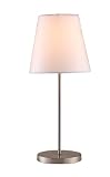 Normande Lighting HS1-1722A 60W Incandescent Table Lamp, Brushed Steel with White Fabric Shade
