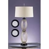 Murray Feiss One-Light Hudson Heights Collection Table Lamp, Gilded Silver with Round Cream Textured Linen/Styrene Shade # 9395GS