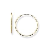 14k Yellow Gold Medium (M) Size Endless Hoop Earrings, HypoAllergenic