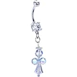 Handcrafted Austrian Crystal Angel April Birthstone Belly Ring