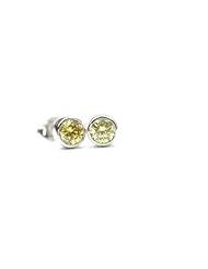 18 Ct White Gold 0.33ct lime Diamond Rubover Stud Pair of Earrings