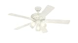 Westinghouse 78037 Autumn Breeze Energy Star Three-Light 52-Inch Five-Blade Ceiling Fan, White with Frosted Glass Shade