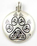Sterling Silver Celtic KNOTWORK PAW PRINT Pendant Cat Dog