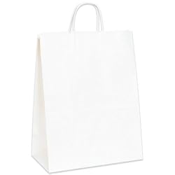 White Paper Shopping Bags, 13inch W x 7inch D x 17inch H
