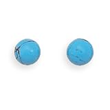 4mm Turquoise Bead Stud Earrings, Sterling Silver Posts