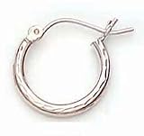 14kt White Gold Full Diamond Cut Hoop Earrings- E3528