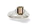 14K White Gold Genuine Emerald-cut Smoky Quartz and Diamond Ring