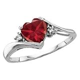 10kt. White Gold, Heart Shape Garnet Fashion Ring