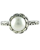 Bask Detailed White Pearl Ring