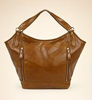 Leather Front Zip Pockets Hobo Bag