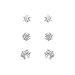 Jewelry : 18kt Gold over Sterling Silver Three White CZ Post Stud Earring Set 4mm - 5.25mm - 6mm Studs