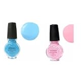 Pastel Pink+pastel Blue 2xkonad Special Polish for Nail Art Design+ Free Gift Swisa Nail Buffer