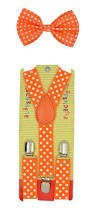 Baby Toddler Kids Children Boys Girls Orange Polka Dot Bow Tie & Suspender Set