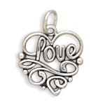 Sterling Silver Charm .625 inch tall LOVE Heart