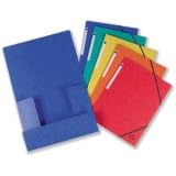 5 Star Office Elasticated File 3-Flap with Spine Label Foolscap Dark Blue [Pack 10]