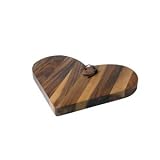 T&G Woodware Tuscany Large Heart Chopping Board with Leather Tie in Acacia Wood