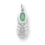 14k White Gold Emerald Baby Sneaker Charm