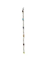 Two Tone Genuine Amethyst, Citrine, Mozambique Garnet, Rhodolite Garnet, Peridot, Swiss Blue Topaz & Diamond Bracelet 65662