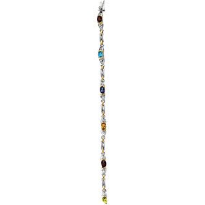 Genuine IceCarats Designer Jewelry Gift 14K White Yellow Gold Two Tone Genuine Amethyst, Citrine, Mozambique Garnet, Rhodolite Garnet, Peridot, Swiss Blue Topaz And Diamond Bracelet.