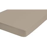 biberna 77144/542/040 Jersey-Stretch Spannbetttuch, nach Öko-Tex Standard 100, ca. 90 x 190 cm bis 100 x 200 cm, Farbe: macchiato